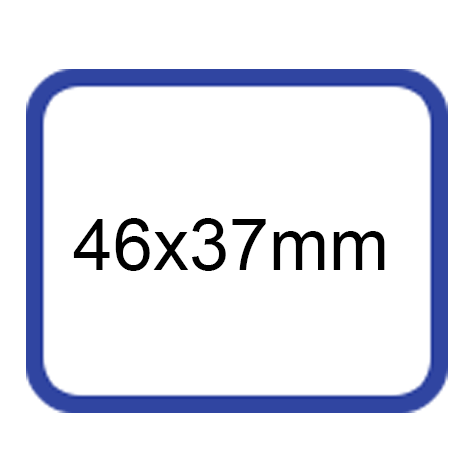 wereinaristea EtichetteAutoadesive 46x37mm(37x46) Carta BIANCO bordato BLU, adesivo permanente, su foglietti da cm 15,2x12,5. 9 etichette per foglietto.