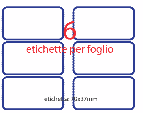 wereinaristea EtichetteAutoadesive 70x37mm(37x70) Carta BIANCO bordato BLU, adesivo permanente, su foglietti da cm 15,2x12,5. 6 etichette per foglietto.