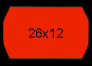 gbc Etichette 26x12 per prezzatrice, ROSSOfluorescente ROSSO FLUORESCENTI, adesivo PERMANENTE, a onda, Markin, per prezzatrici Motex 2612, Airex Meto Prix, Tovel, Open.
