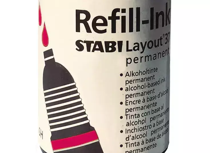 gbc RefillInk, AirBrushSchwanSTABILO Layout37 Permanent, Hks25MAGENTA Inchiostro a base d'alcool per aerografo, permanente. Made in Germany.