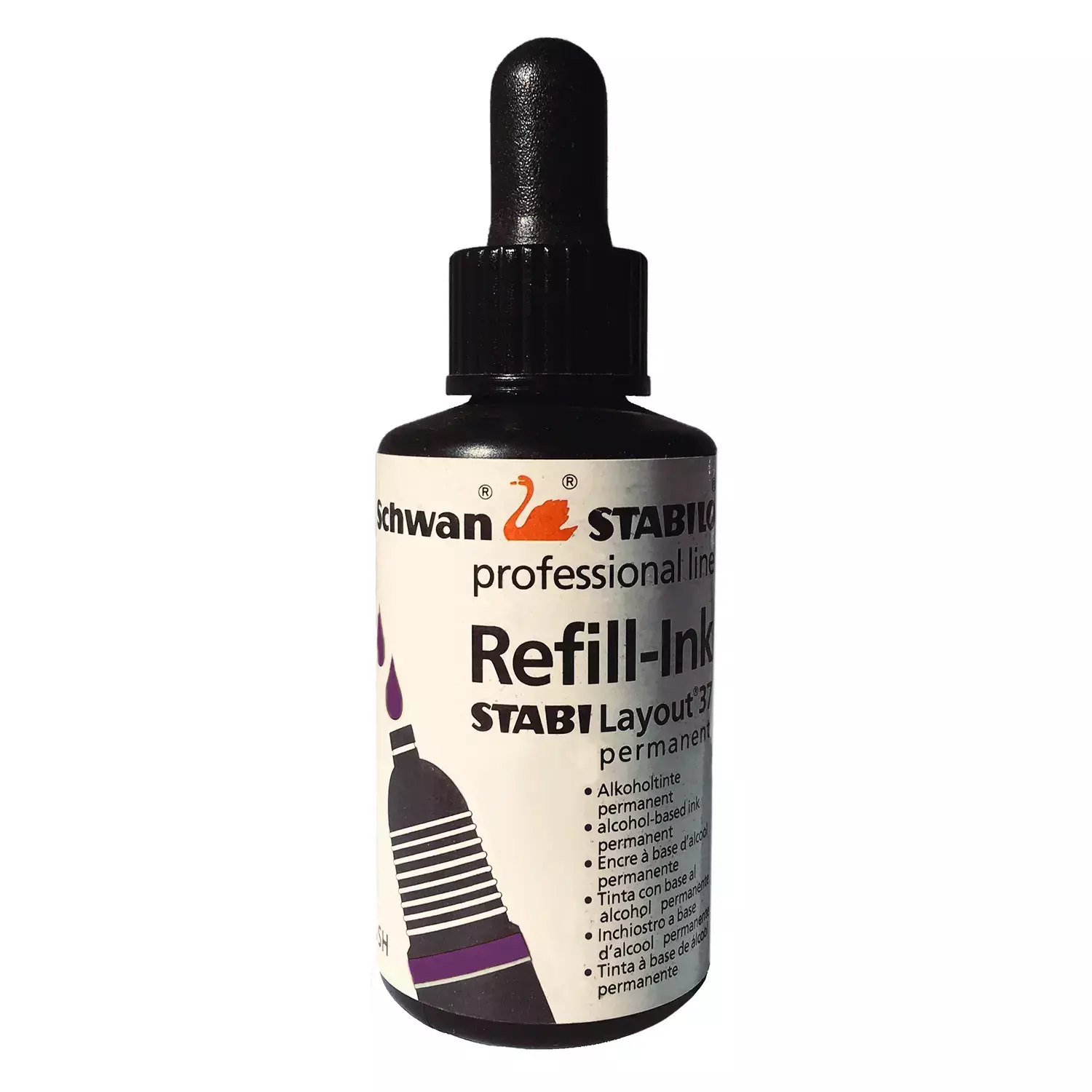 gbc RefillInk, AirBrushSchwanSTABILO Layout37 Permanent, Hks33COBALTviolet Inchiostro a base d'alcool per aerografo, permanente. Made in Germany.