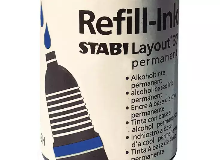 gbc RefillInk, AirBrushSchwanSTABILO Layout37 Permanent, Hks39CobaltBLUEdeep Inchiostro a base d'alcool per aerografo, permanente. Made in Germany STB037/439