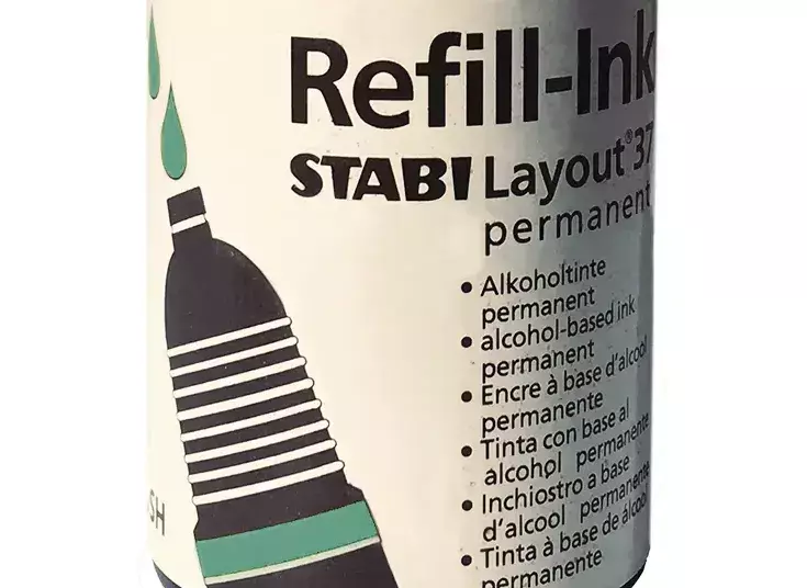 gbc RefillInk, AirBrushSchwanSTABILO Layout37 Permanent, Hks53GREENpaoloveronese Inchiostro a base d'alcool per aerografo, permanente. Made in Germany.