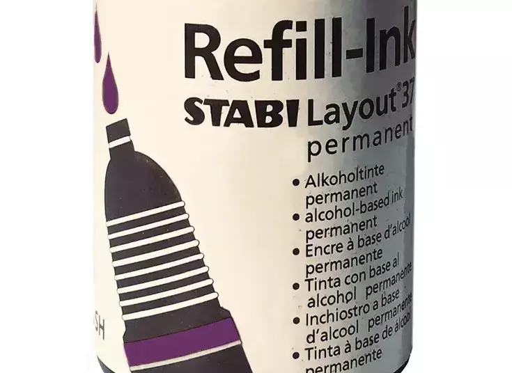 gbc RefillInk, AirBrushSchwanSTABILO Layout37 Permanent, Hks33COBALTviolet Inchiostro a base d'alcool per aerografo, permanente. Made in Germany STB037/433