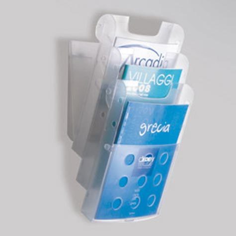 gbc Vaschetta Stacker porta brochure da parete. stk6  realizzate in KR  trasparente. Grazie al particolare sistema di  aggancio, la vaschetta  facilmente  smontabile, per una facile pulizia. .