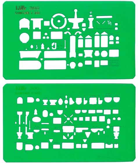 gbc Mascherina normografo per Rapidograph, Sanitari 1-100 2 mascherine cm 6,5 x 11.