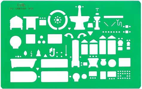 gbc Mascherina normografo per Rapidograph, Sanitari 1-50 2 mascherine cm 11,7 x 18,5.