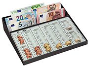 gbc Contenitore porta monete e banconote per tutte le monete in banconote, euro e centesimi. Base contenitore in METALLO. . Contiene 370 monete: 0,01x30, 0,02x35, 0,05x75, 0,10x65, 0,20x60, 0,50x55, 1x25, 2x25 WED160958049