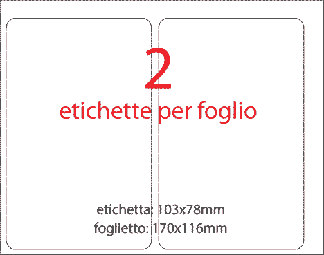 wereinaristea EtichetteAutoadesive aRegistro, 103x78mm(78x103) Carta BIANCO, in foglietti da 116x170, 2 etichette per foglio, (10 fogli).