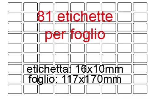 wereinaristea EtichetteAutoadesive perfetto registro. 16x10mm(10x16mm) BIANCO, in foglietti da 116x170, 81 etichette per foglio, (10 fogli).