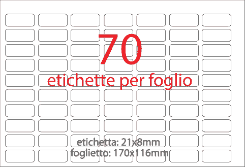 wereinaristea EtichetteAutoadesive aRegistro. 21x8mm(8x21) CartaROSSA In foglietti da 116x170, 70 etichette per foglio, (10 fogli).
