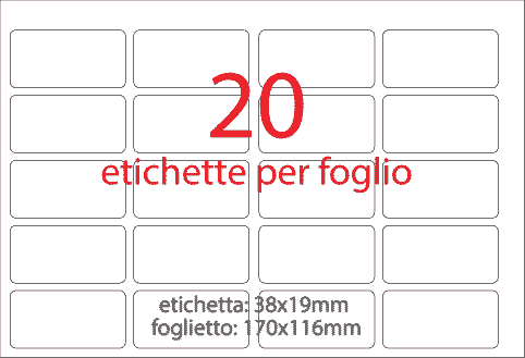 wereinaristea EtichetteAutoadesive aRegistro, 38x19mm(19x38) CartaNERA NERO, in foglietti da 116x170, 20 etichette per foglio, (10 fogli).