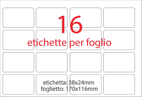 wereinaristea EtichetteAutoadesive aRegistro, 38x24mm(24x38) CartaROSA ROSA, in foglietti da 116x170, 16 etichette per foglio, (10 fogli).