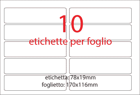 wereinaristea EtichetteAutoadesive aRegistro, 78x19mm(19x78) Carta BIANCO, in foglietti da 116x170, 10 etichette per foglio, (10 fogli).
