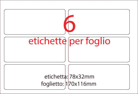 wereinaristea EtichetteAutoadesive aRegistro, 78x32mm(32x78) Carta BIANCO, in foglietti da 116x170, 6 etichette per foglio, (10 fogli).