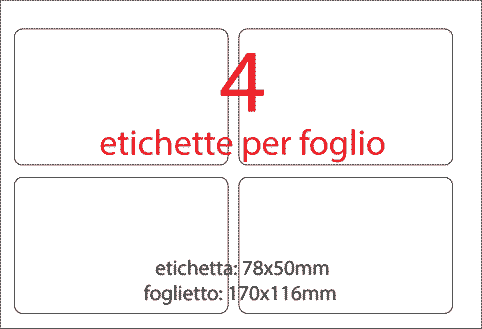 wereinaristea EtichetteAutoadesive aRegistro, 78x50mm(50x78) Carta BIANCO, in foglietti da 116x170, 4 etichette per foglio, (10 fogli).