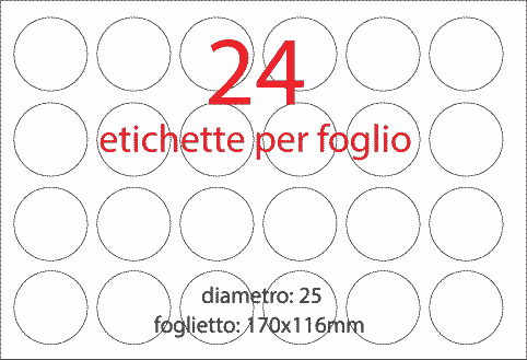 wereinaristea EtichetteAutoadesive aRegistro, diametro 25 NERO, in foglietti da 116x170, 24 etichette per foglio, (10 fogli).