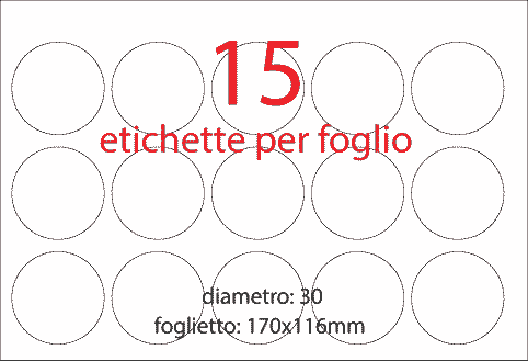 wereinaristea EtichetteAutoadesive aRegistro, diametro 30 VERDE, in foglietti da 116x170, 15 etichette per foglio, (10 fogli).