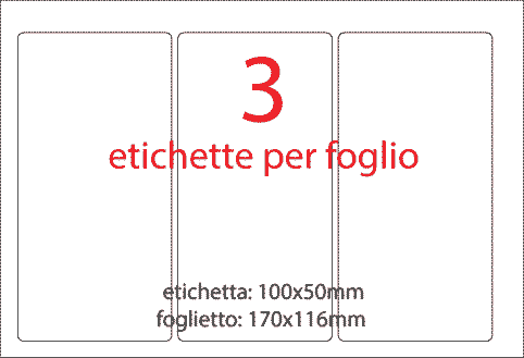 wereinaristea EtichetteAutoadesive aRegistro, 100x50mm(50x100) Carta BIANCO, in foglietti da 116x170, 3 etichette per foglio, (10 fogli).