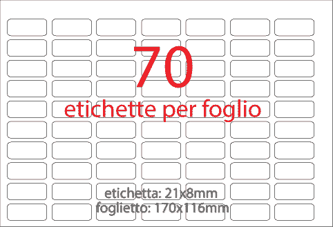 wereinaristea EtichetteAutoadesive aRegistro. 21x8mm(8x21) CartaNERA In foglietti da 116x170, 70 etichette per foglio, (10 fogli).