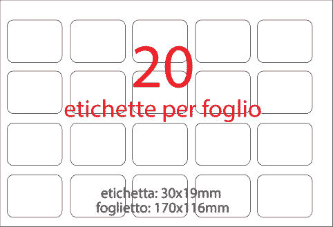 wereinaristea EtichetteAutoadesive aRegistro 30x19mm(19x30) CartaAZZURRA In foglietti da 116x170, 25 etichette per foglio, (10 fogli).
