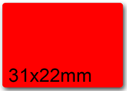 wereinaristea EtichetteAutoadesive, 31x22mm(22x31) CartaROSSA In foglietti da 116x170, 20 etichette per foglio, (10 fogli) WER31x22ro
