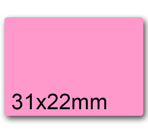 wereinaristea EtichetteAutoadesive, 31x22mm(22x31) CartaROSA In foglietti da 116x170, 20 etichette per foglio, (10 fogli).