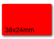 wereinaristea EtichetteAutoadesive aRegistro, 38x24mm(24x38) CartaROSSA ROSSO, in foglietti da 116x170, 16 etichette per foglio, (10 fogli).