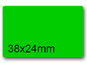 wereinaristea EtichetteAutoadesive aRegistro, 38x24mm(24x38) CartaVERDE VERDE, in foglietti da 116x170, 16 etichette per foglio, (10 fogli) WER38x24ve