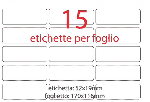 wereinaristea EtichetteAutoadesive aRegistro, 52x19mm(19x52) Carta GRIGIO, in foglietti da 116x170, 15 etichette per foglio, (10 fogli).