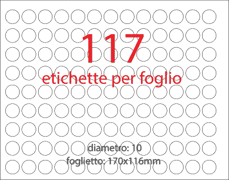 wereinaristea EtichetteAutoadesive aRegistro, diametro 10 ARANCIONE, in foglietti da 116x170, 117 etichette per foglio, (10 fogli).