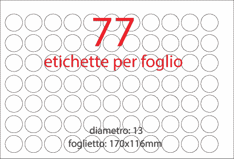 wereinaristea EtichetteAutoadesive aRegistro, diametro 13 NERO, in foglietti da 116x170, 77 etichette per foglio, (10 fogli).