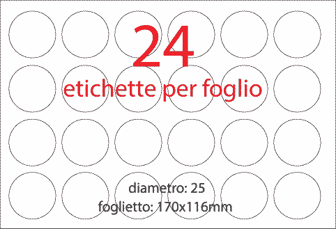 wereinaristea EtichetteAutoadesive aRegistro, diametro 25 AZZURRO, in foglietti da 116x170, 24 etichette per foglio, (10 fogli).