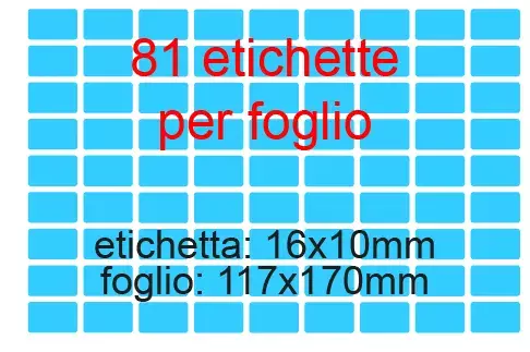 wereinaristea EtichetteAutoadesive perfetto registro. 16x10mm(10x16mm) AZZURRO in foglietti da 116x170, 81 etichette per foglio, (10 fogli).