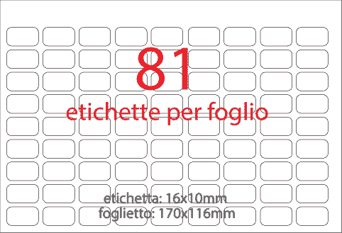 wereinaristea EtichetteAutoadesive perfetto registro. 16x10mm(10x16mm) ColoriASSORTITI in foglietti da 116x170, 81 etichette per foglio, (10 fogli).