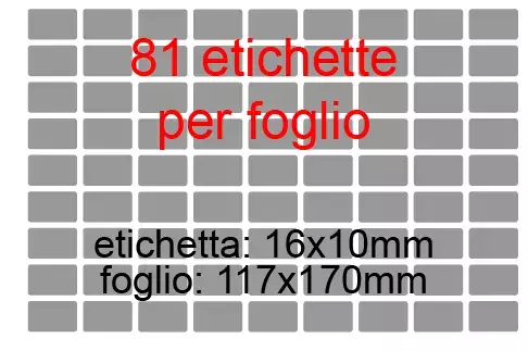 wereinaristea EtichetteAutoadesive perfetto registro. 16x10mm(10x16mm) GRIGIA in foglietti da 116x170, 81 etichette per foglio, (10 fogli).