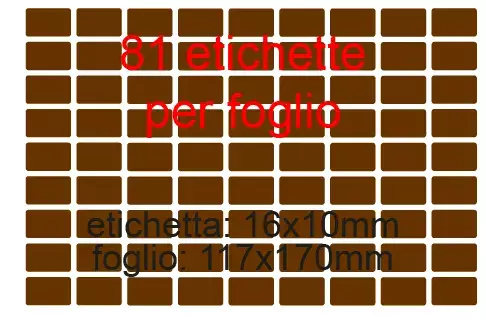 wereinaristea EtichetteAutoadesive perfetto registro. 16x10mm(10x16mm) MARRONE in foglietti da 116x170, 81 etichette per foglio, (10 fogli).