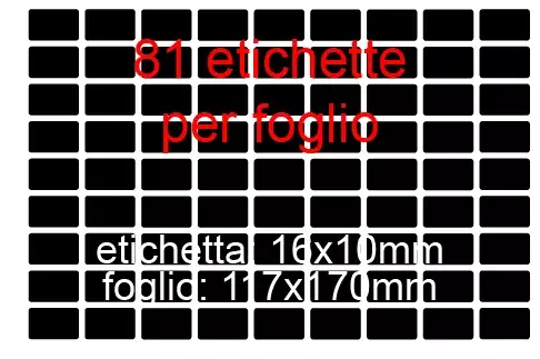 wereinaristea EtichetteAutoadesive perfetto registro. 16x10mm(10x16mm) NERO in foglietti da 116x170, 81 etichette per foglio, (10 fogli).