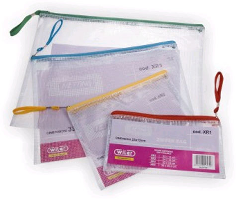 gbc Busta in PVC trasparente-rete con chiusura  a cerniera zip, dimensioni 24x33cm, per contenere documenti formato a4, .