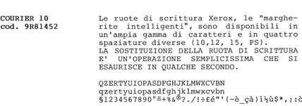 consumabili Margherita di stampa per macchina da scrivere Xerox serie 600, Courier 10 Diametro 9cm. Prodotto ORIGINALE Xerox.