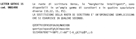 consumabili Margherita di stampa per macchina da scrivere Xerox serie 600, Letter Gothic 15 Diametro 9cm. Prodotto ORIGINALE Xerox.